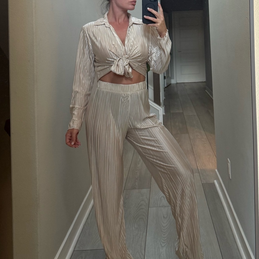 Striped Cream Women's Two Piece Set